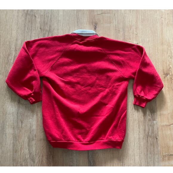 Vintage 80s Christmas Ornament Sweatshirt w/ Collar size L - Picture 3 of 5